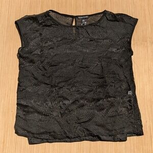 NWOT Eileen Fisher Blouse Black Quiet Luxury‎ Minamilist Silk Blend Women's XXS